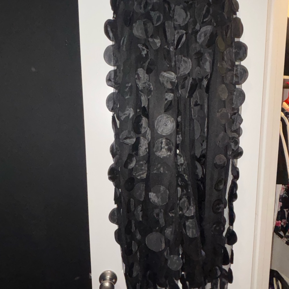 SHEIN Black Maxi Skirt with Circular Appliqués